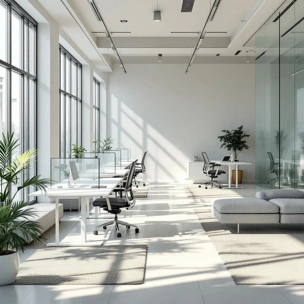 A bright and modern open-plan office space.