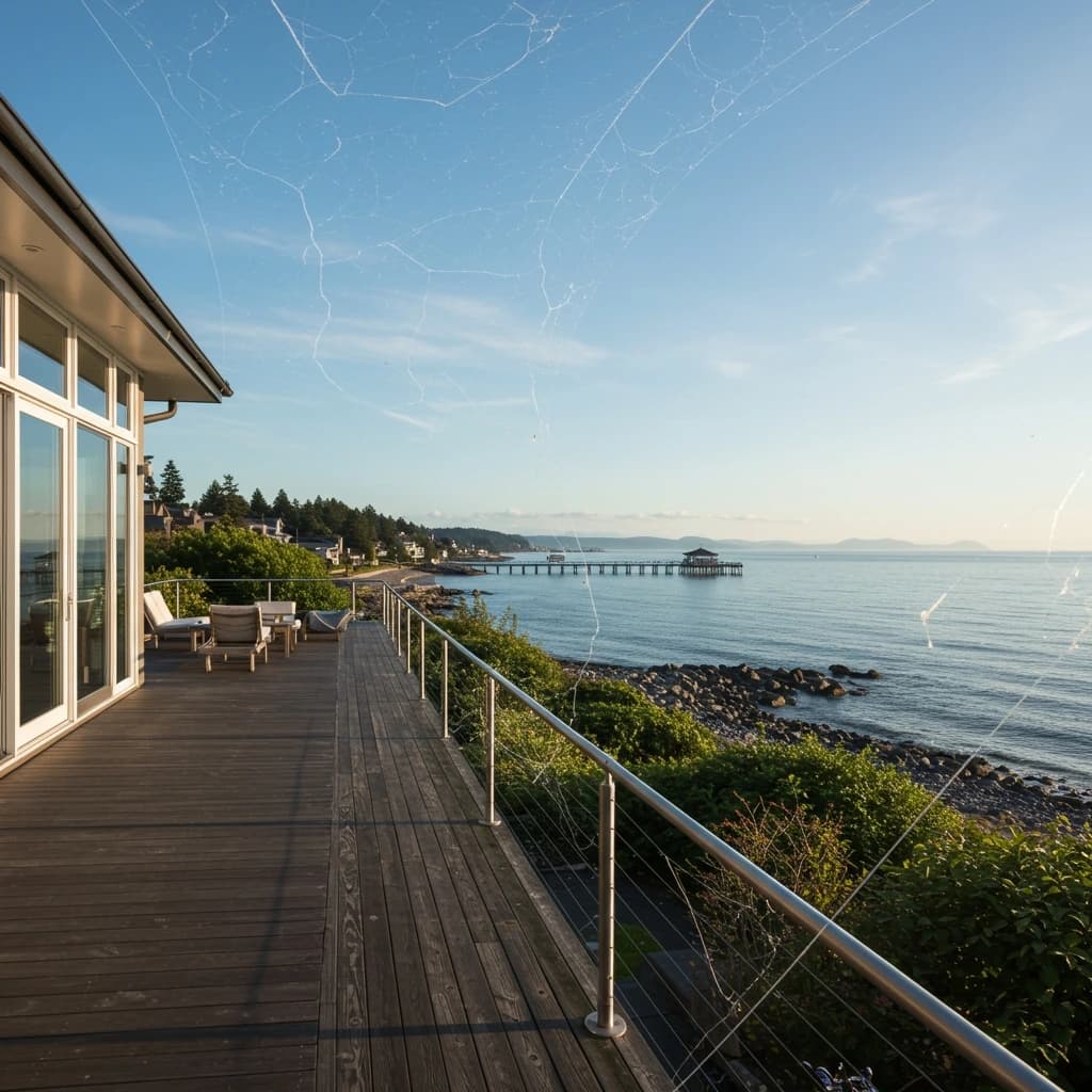 A modern home in White Rock with a stunning ocean view of Semiahmoo Bay.