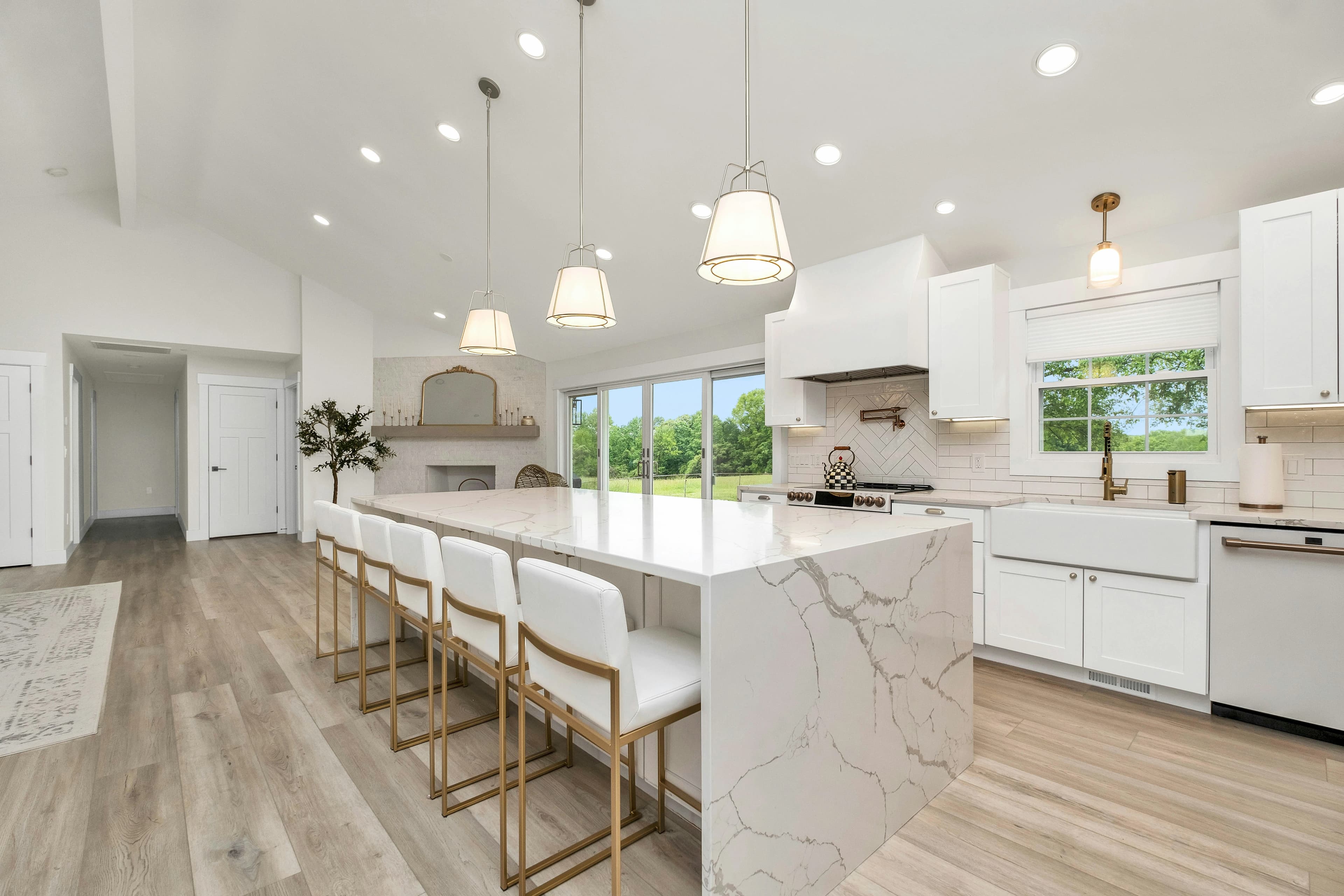 A bright and modern kitchen with a large island